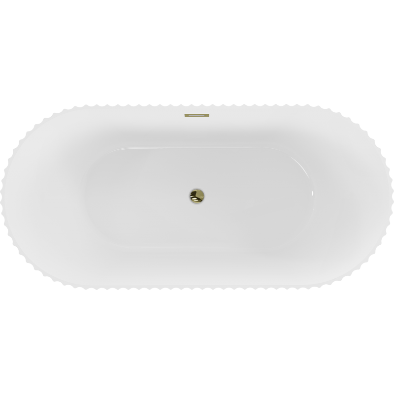 Mexen Paola baignoire autoportante rainurée 150 x 75 cm, blanc brillant, trop-plein doré - 52721507500-50