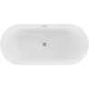 Mexen Paola baignoire autoportante cannelée 150 x 75 cm, blanche brillant, trop-plein cuivre brossé - 52721507500-65