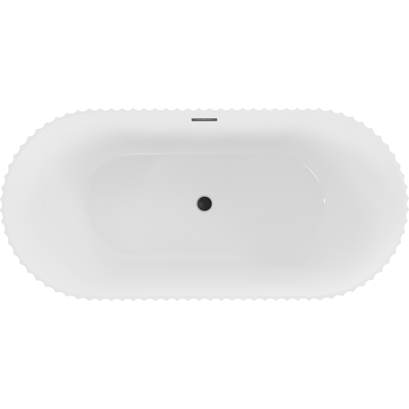 Mexen Paola baignoire autoportante rainurée 150 x 75 cm, blanc brillant, trop-plein noir - 52721507500-70
