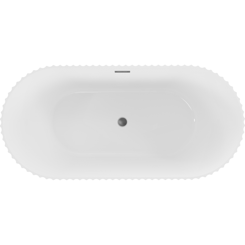 Mexen Paola baignoire autoportante rainurée 150 x 75 cm, blanc brillant, trop-plein gun metal - 52721507500-95