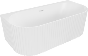 Mexen Sella baignoire autoportante contre mur striée 150 x 75 cm, blanc mat, trop-plein blanc - 52711507501-20