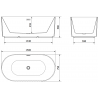 Mexen Paola baignoire autoportante striée 150 x 75 cm, blanc mat, trop-plein doré brossé - 52721507501-55