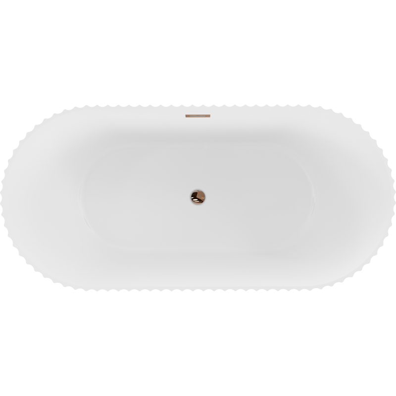Mexen Paola baignoire autoportante cannelée 150 x 75 cm, blanc mat, trop-plein or rose - 52721507501-60