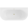 Mexen Sella baignoire autoportante murale rainurée 150 x 75 cm, blanc mat, trop-plein or brossé - 52711507501-55