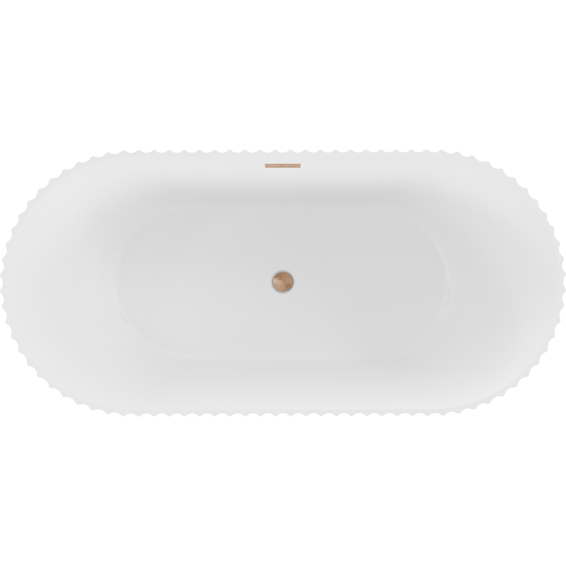 Mexen Paola baignoire autoportante rainurée 150 x 75 cm, blanc mat, trop-plein cuivre brossé - 52721507501-65