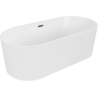 Mexen Paola baignoire autoportante cannelée 150 x 75 cm, blanc mat, trop-plein gun gray brossé - 52721507501-66
