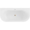 Mexen Sella baignoire autoportante adossée rainurée 150 x 75 cm, blanc mat, trop-plein en cuivre brossé - 52711507501-65