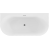 Mexen Sella baignoire autoportante murale cannelée 150 x 75 cm, blanc mat, trop-plein gris canon brossé - 52711507501-66