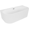 Mexen Sella baignoire autoportante adossée rainurée 150 x 75 cm, blanc mat, trop-plein gun gray brossé - 52711507501-66