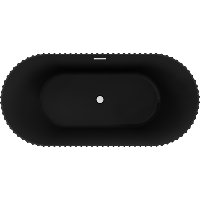 Mexen Paola baignoire autoportante cannelée 150 x 75 cm, noir mat, trop-plein blanc - 52721507571-20