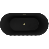 Baignoire autoportante striée Mexen Paola 150 x 75 cm, noir mat, trop-plein doré brossé - 52721507571-55