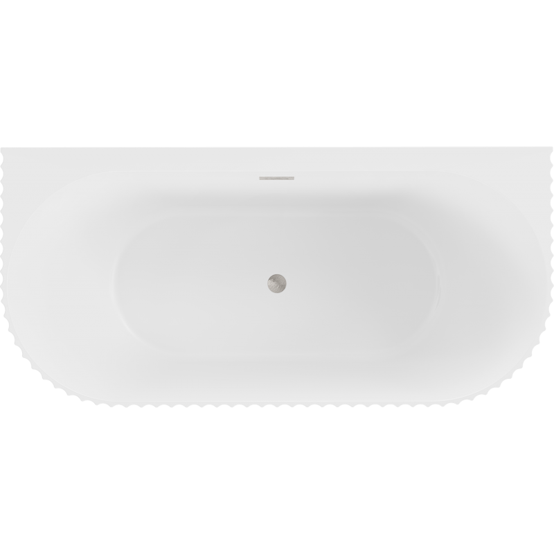 Mexen Sella baignoire autoportante adossée rainurée 150 x 75 cm, blanc mat, trop-plein nickel brossé - 52711507501-97