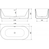 Baignoire autoportante Mexen Paola cannelée 170 x 80 cm, blanc brillant, trop-plein blanc - 52721708000-20