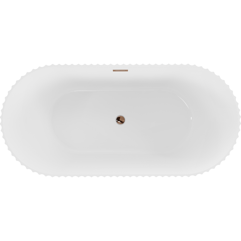 Mexen Paola baignoire autoportante rainurée 170 x 80 cm, blanc brillant, trop-plein or rose - 52721708000-60