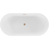 Mexen Paola baignoire autoportante rainurée 170 x 80 cm, blanc brillant, trop-plein cuivre brossé - 52721708000-65