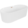 Mexen Paola baignoire autoportante rainurée 170 x 80 cm, blanc brillant, trop-plein cuivre brossé - 52721708000-65