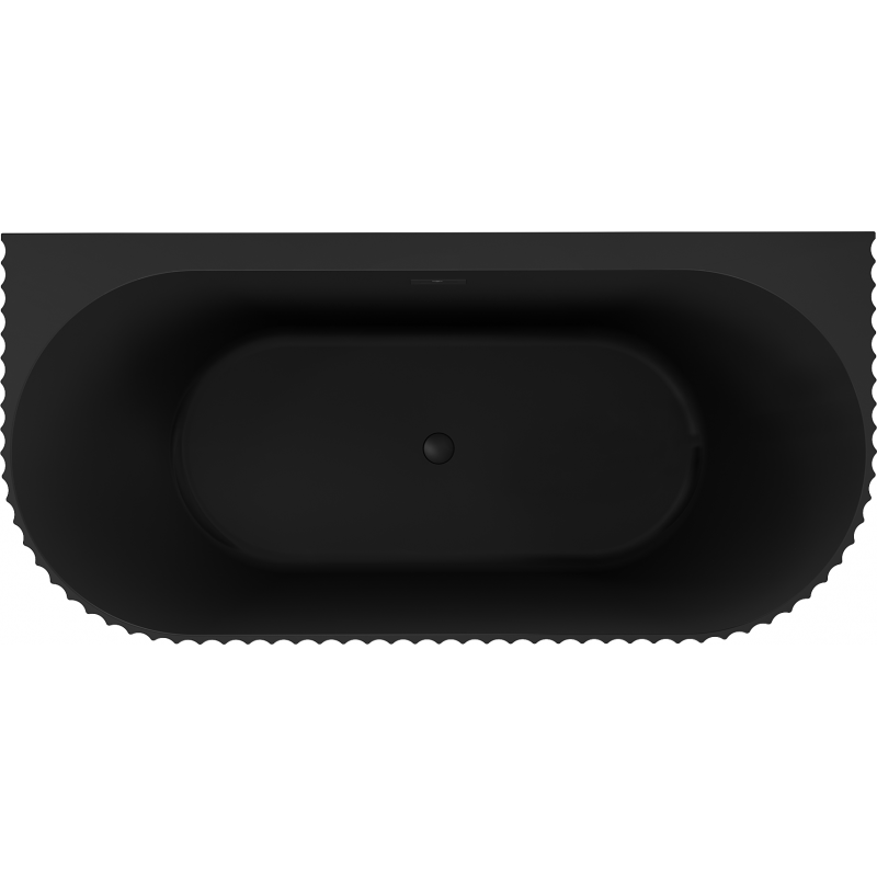 Mexen Sella baignoire autoportante murale cannelée 150 x 75 cm, noir mat, trop-plein noir - 52711507571-70