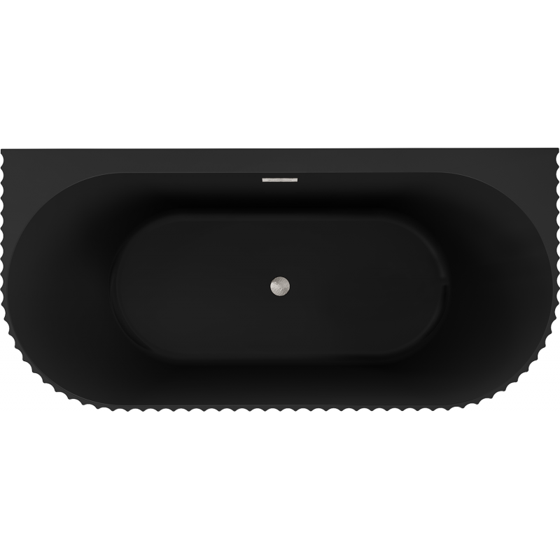 Mexen Sella baignoire autoportante adossée rainurée 150 x 75 cm, noir mat, trop-plein nickel brossé - 52711507571-97