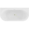 Mexen Sella baignoire autoportante murale cannelée 170 x 80 cm, blanc brillant, trop-plein doré brossé - 52711708000-55