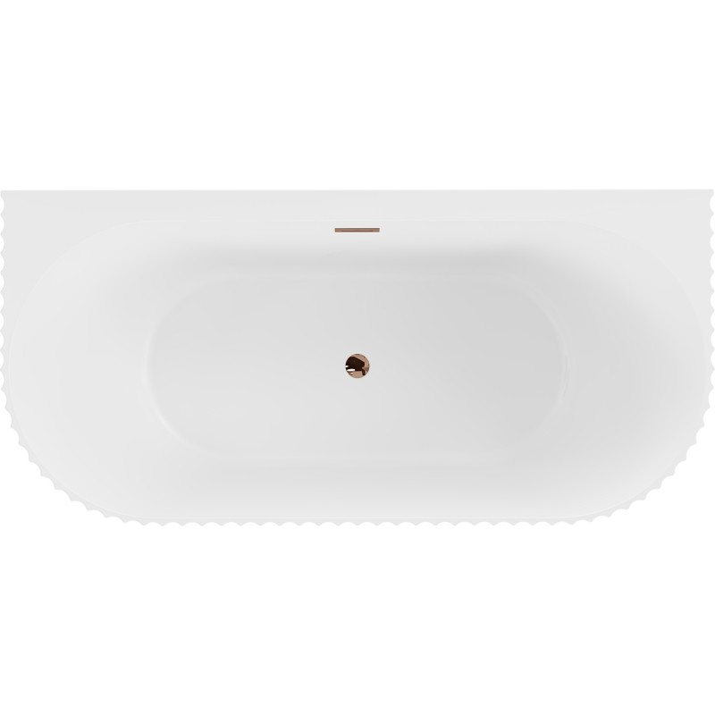 Mexen Sella baignoire autoportante adossée rainurée 170 x 80 cm, blanc brillant, trop-plein or rose - 52711708000-60