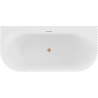 Mexen Sella baignoire autoportante murale cannelée 170 x 80 cm, blanc brillant, trop-plein cuivre brossé - 52711708000-65