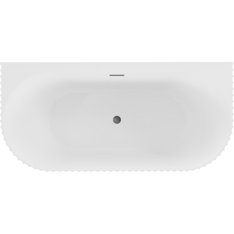 Mexen Sella baignoire autoportante adossée rainurée 170 x 80 cm, blanc brillant, trop-plein gris canon brossé - 52711708000-66