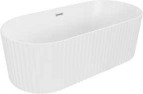 Mexen Paola baignoire autoportante striée 170 x 80 cm, blanc mat, trop-plein chromé - 52721708001-01