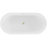Mexen Paola baignoire autoportante rainurée 170 x 80 cm, blanc mat, trop-plein doré brossé - 52721708001-55