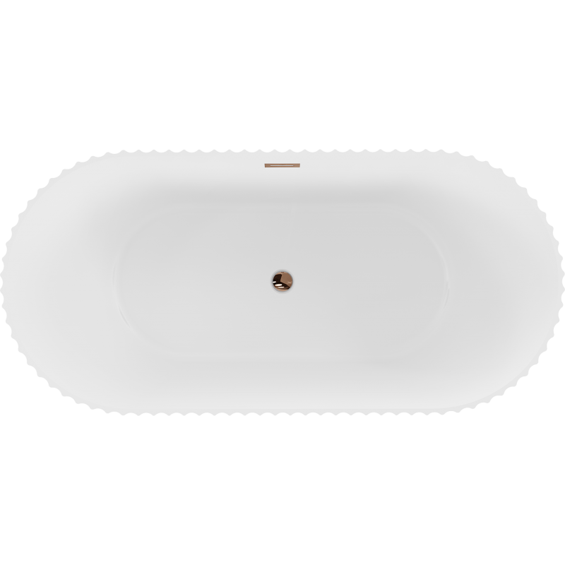 Mexen Paola baignoire autoportante rainurée 170 x 80 cm, blanc mat, trop-plein or rose - 52721708001-60