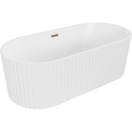 Mexen Paola baignoire autoportante rainurée 170 x 80 cm, blanc mat, trop-plein or rose - 52721708001-60