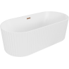 Mexen Paola baignoire autoportante rainurée 170 x 80 cm, blanc mat, trop-plein or rose - 52721708001-60