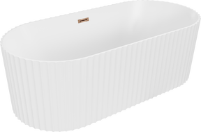 Mexen Paola baignoire autoportante rainurée 170 x 80 cm, blanc mat, trop-plein or rose - 52721708001-60