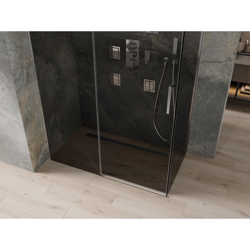 Mexen Omega cabine de douche coulissante 130 x 70 cm, graphite, chrome - 825-130-070-01-40