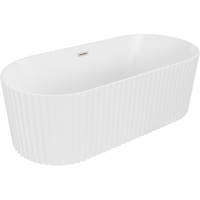 Mexen Paola baignoire autoportante rainurée 170 x 80 cm, blanc mat, trop-plein nickel brossé - 52721708001-97
