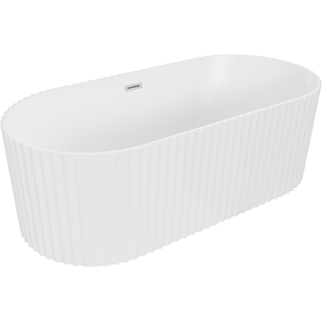 Mexen Paola baignoire autoportante rainurée 170 x 80 cm, blanc mat, trop-plein nickel brossé - 52721708001-97