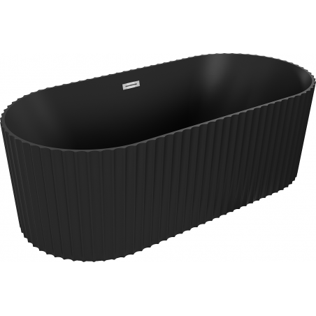 Mexen Paola baignoire autoportante rainurée 170 x 80 cm, noir mat, trop-plein chrome - 52721708071-01