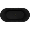 Mexen Paola baignoire autoportante cannelée 170 x 80 cm, noir mat, trop-plein doré - 52721708071-50