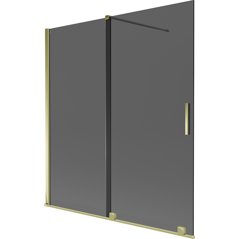 Mexen Velar paravent de baignoire 2 vantaux coulissant 150 x 150 cm, graphite, doré - 896-150-000-41-50