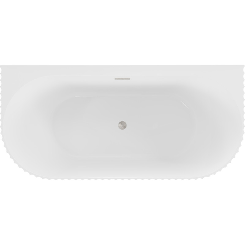 Mexen Sella baignoire autoportante adossée rainurée 170 x 80 cm, blanc brillant, trop-plein en nickel brossé - 52711708000-97