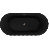 Mexen Paola baignoire îlot rainurée 170 x 80 cm, noir mat, trop-plein cuivre brossé - 52721708071-65