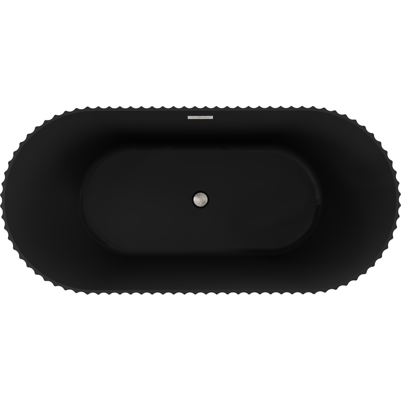 Mexen Paola baignoire autoportante rainurée 170 x 80 cm, noir mat, trop-plein en nickel brossé - 52721708071-97