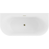 Mexen Sella baignoire autoportante murale rainurée 170 x 80 cm, blanc mat, trop-plein doré - 52711708001-50