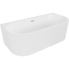 Mexen Sella baignoire autoportante murale cannelée 170 x 80 cm, blanc mat, trop-plein or brossé - 52711708001-55
