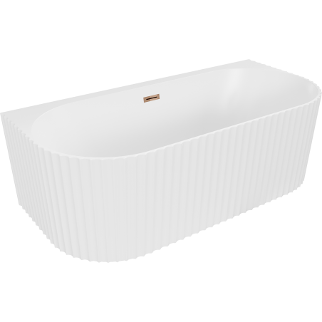 Mexen Sella baignoire îlot adossée cannelée 170 x 80 cm, blanc mat, trop-plein or rose - 52711708001-60