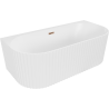 Mexen Sella baignoire autoportante murale cannelée 170 x 80 cm, blanc mat, trop-plein or rose - 52711708001-60