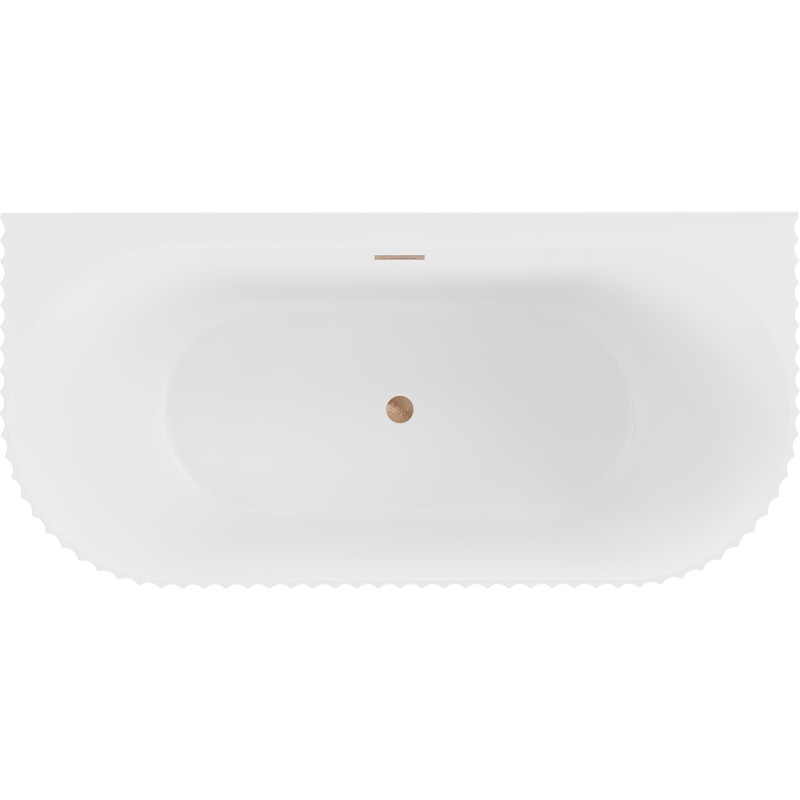 Mexen Sella baignoire autoportante adossée rainurée 170 x 80 cm, blanc mat, trop-plein en cuivre brossé - 52711708001-65