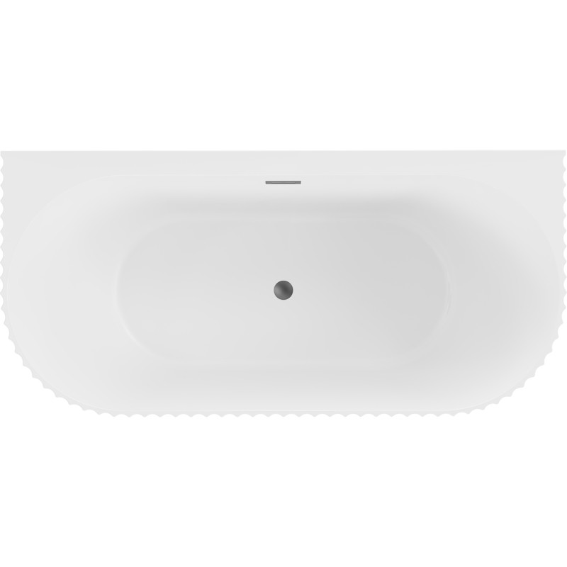 Mexen Sella baignoire autoportante murale rainurée 170 x 80 cm, blanc mat, trop-plein métallique canon - 52711708001-95