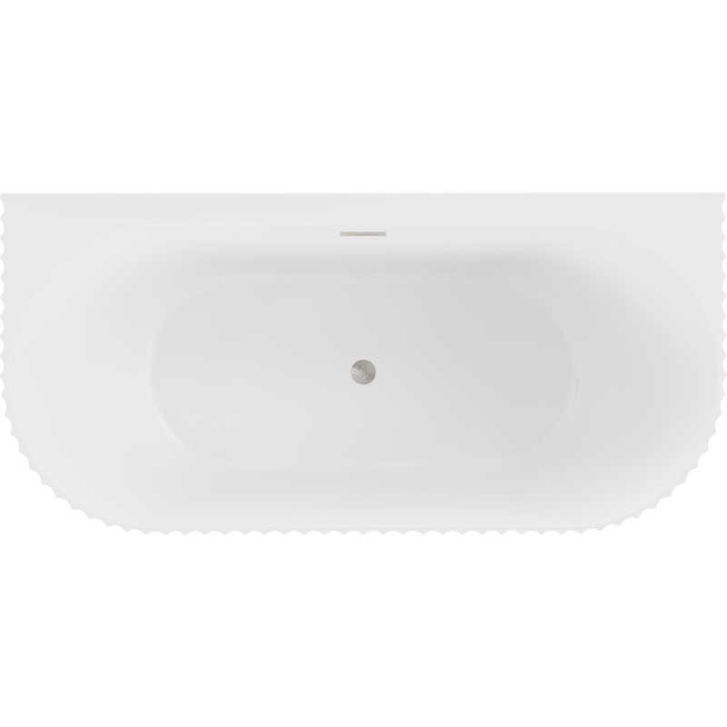 Mexen Sella baignoire autoportante contre le mur rainurée 170 x 80 cm, blanc mat, trop-plein nickel brossé - 52711708001-97