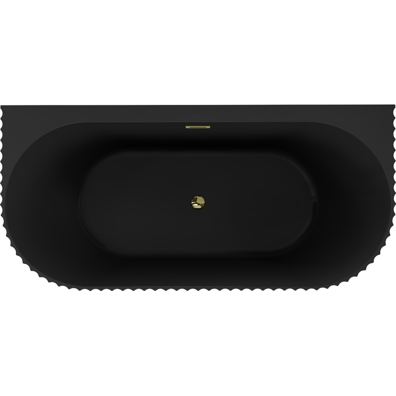 Mexen Sella baignoire autoportante à adosser rainurée 170 x 80 cm, noir mat, trop-plein doré - 52711708071-50