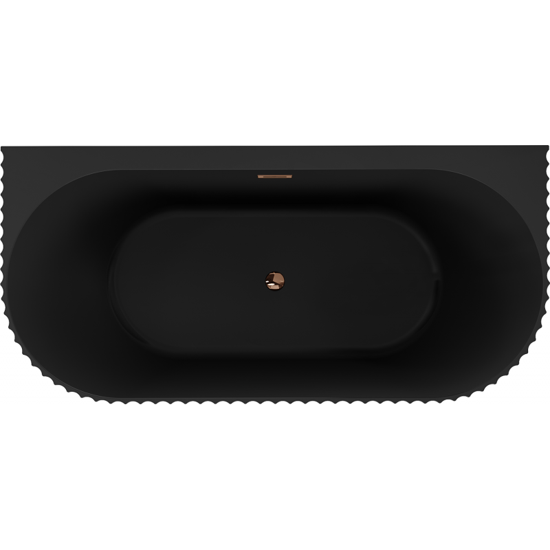 Mexen Sella baignoire autoportante murale à rainures 170 x 80 cm, noir mat, trop-plein or rose - 52711708071-60